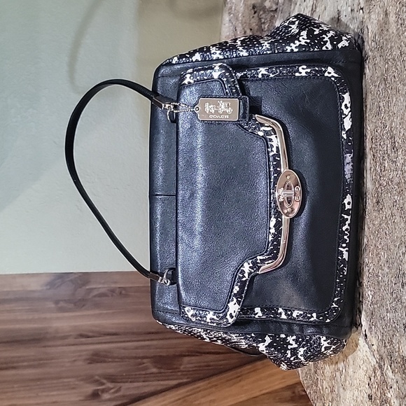 Coach Handbags - COACH Vintage Madeline  EUC Black and White Snake Skin Purse